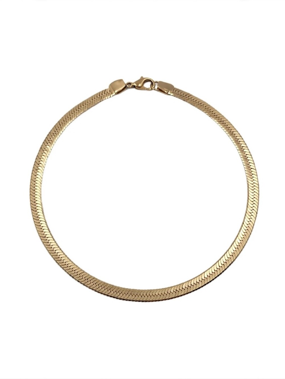 925 Sterling Silver Gold Tone Herringbone Chain Necklace Stamped Italy 18inch